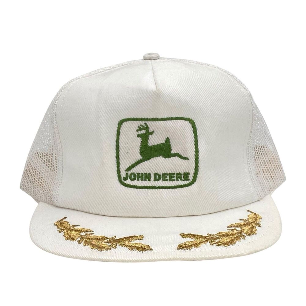 Vintage Louisville MFG John Deere Mesh‎ Back Trucker Hat Golf Leaf Brim